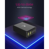 ICY BOX 4-Port GaN Steckerladegerät IB-PS104-PD, USB-A + 3x USB-C schwarz, PD 3.0 100W + QC 3.0 18W