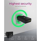 ICY BOX 4-Port GaN Steckerladegerät IB-PS104-PD, USB-A + 3x USB-C schwarz, PD 3.0 100W + QC 3.0 18W