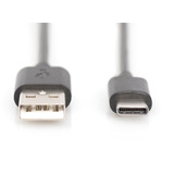 Digitus USB 2.0 Anschlusskabel USB-A > USB-C schwarz, 1,8 Meter, PD, Laden mit bis zu 15 Watt