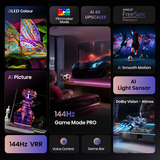 Hisense 43E77Q Pro, QLED-Fernseher 108 cm (43 Zoll), schwarz, UltraHD/4K, Triple Tuner, USB Recording, Time Shift, 144Hz Panel