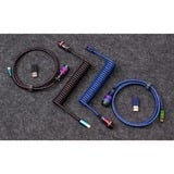 Keychron USB 3.2 Gen 1 Premium Coiled Aviator Kabel, USB-C Stecker > USB-C Stecker blau, 1,08 Meter, abgewinkelter Stecker