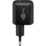 goobay USB-C Ladeset, PD, 65 Watt, USB-C Textilkabel, Ladegerät schwarz, 1x USB-C PD, GaN, 1 Meter Kabel