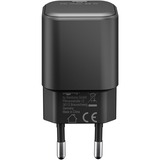 goobay USB-C Ladeset, PD, 65 Watt, USB-C Textilkabel, Ladegerät schwarz, 1x USB-C PD, GaN, 1 Meter Kabel