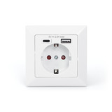 Digitus Sicherheits-Steckdose Unterputz, mit 1x USB-A und 1x USB-C weiß