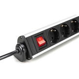 Digitus Office-Steckdosenleiste 6-fach, 3x USB silber/schwarz, 1,5 Meter Kabel, Schalter