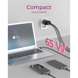 ICY BOX 3-Port Steckerladegerät IB-PS103-PD, USB-A + 2x USB-C schwarz, PD 3.0 65W + QC 3.0 36W