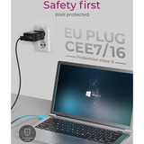 ICY BOX 3-Port Steckerladegerät IB-PS103-PD, USB-A + 2x USB-C schwarz, PD 3.0 65W + QC 3.0 36W