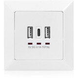 Digitus Steckdose Unterputz, mit USB A und USB-C Ports weiß, 2x USB-A, 1x USB-C, 3,1A