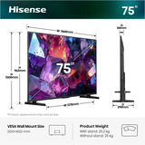 Hisense 75E7S PRO Hi-QLED-Fernseher 189 cm (75 Zoll), schwarz/dunkelgrau, UltraHD/4K, Free-Sync-Premium, 144Hz Panel