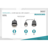 Digitus Adapterkabel HDMI > Displayport, UHD 4K schwarz, 2 Meter