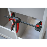 BESSEY 2x Einhand-Tischzwinge mit drehbarem Griff (EZR360-15SET) schwarz/rot, 150 / 60, Für Führungsschienen EZR360