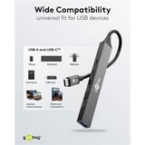 goobay Slim 5-Port USB-Hub USB-C™ auf USB-C/USB-A USB 3.2 Gen1 grau