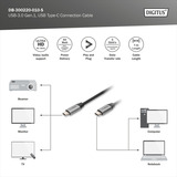Digitus USB 3.2 Gen 1 Anschlusskabel USB-C > USB-C schwarz/grau, 1 Meter, PD, Laden mit bis zu 60 Watt