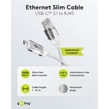 goobay Ethernet-Adapterkabel USB-C 3.2 Gen2 > RJ-45, Slim weiß, 3 Meter