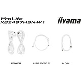 iiyama ProLite XB2497HSN-W1, LED-Monitor 60.5 cm (23.8 Zoll), weiß, FullHD, IPS, HDMI, DP, USB-C, USB-Hub, Daisy Chain, 100Hz Panel