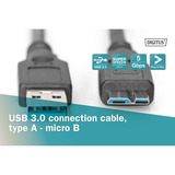 Digitus USB 3.2 Gen 1 Anschlusskabel USB-A > Micro USB-B schwarz, 1 Meter