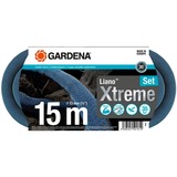 GARDENA Textilschlauch Liano Xtreme 1/2", 15 Meter Set dunkelgrau/orange, inkl. Bewässerungsbrause, 2 Hahnverbinder