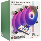 Inter-Tech Argus RGB-Fan Set RS-06 120x120x25, Gehäuselüfter 3er Set, inkl. Controller, 120 mm