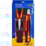 KNIPEX VDE-Werkzeugsatz 002013, Werkzeug-Set rot/gelb, Zangen und Wera Schraubendreher
