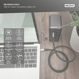 Digitus USB4 Gen 2x2 Kabel, USB-C Stecker > USB-C Stecker, 20Gbit/s schwarz/grau, 3 Meter, PD 3.0, Laden mit 60 Watt