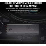 Corsair MP700 PRO 2 TB, SSD schwarz, PCIe 5.0 x4 | NVMe 2.0 | M.2 2280, mit Luftkühler