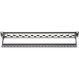 Digitus Modulares Patchpanel, 24-Port, unbestückt, abgestuft schwarz, 1 HE, für Keystone-Module