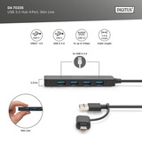 Digitus USB 3.0 Hub 4-Port Slim Line, USB-Hub schwarz