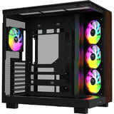 Thermaltake View 380 XL WS ARGB Black, Tower-Gehäuse schwarz/holz, Tempered Glass x 2, Holz-Struktur