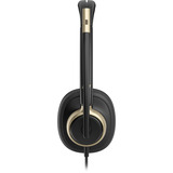 HP Poly Mission 825 kabelgebundenes Stereo-USB-Headset  schwarz, USB Type-C und Type-A, Kunstleder-Ohrpolster (Oberflächenmaterial)