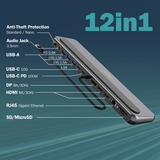 Digitus 12-Port USB-C 8K Docking Station, Dockingstation grau/schwarz, USB-C, 8K