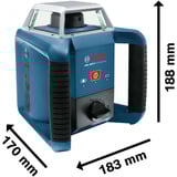Bosch Rotationslaser GRL 400 H Professional blau/schwarz, rote Laserlinie, mit Laser-Empfänger LR 1, VARTA Ladegerät + Akkus, in L-BOXX