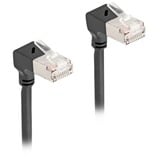 DeLOCK Patchkabel RJ-45 Cat.6a S/FTP, Slim 90° gewinkelt schwarz, 5 Meter, nach oben abgewinkelte Stecker