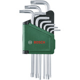 Bosch Sechsrund Innensechskantschlüssel Set, 9-teilig, Schraubendreher grün/schwarz, Aufbewahrungsclip