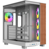 Thermaltake View 380 XL WS ARGB Snow White, Tower-Gehäuse weiß/holz, Tempered Glass x 2, Holz-Struktur
