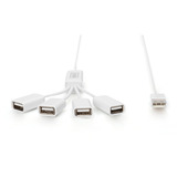 Digitus Slim Spider USB-Hub, USB-A 2.0 Stecker > 4x USB-A Buchse weiß, 1 Meter