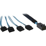 Inter-Tech Kabel SFF 8643 > 4x SATA schwarz/blau, 0,7 Meter, Crossover