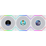 Lian Li UNI FAN TL LCD FLEX 120 Wireless, Gehäuselüfter weiß, 3er Pack mit Controller, 124 mm