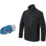 Bosch Professional Heat+Jacket GHJ 12+18V Kit Größe XL, Arbeitskleidung schwarz, inkl. Ladeadapter GAA 12V-21, 1x 12-Volt-Akku