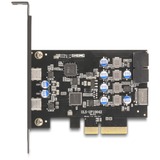 DeLOCK PCIe x4 zu 2x USB C + 1 x intern USB 10 Gbps Typ-E Key A + 19 Pin, Schnittstellenkarte 
