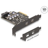 DeLOCK PCIe x4 zu 2x USB C + 1 x intern USB 10 Gbps Typ-E Key A + 19 Pin, Schnittstellenkarte 