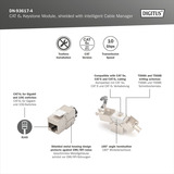 Digitus Cat.6a Keystone-Modul, geschirmt silber, 4 Stück, mit intelligentem Kabelmanager