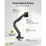 goobay Single-Monitorhalterung Gaming mit Gasdruckfeder schwarz, für Monitore von 17" - 49" (43 - 124cm)