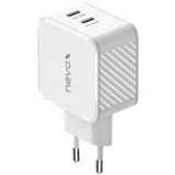 Nevox 65W DUAL USB-C (PD) QC3.0 Ladegerät GaN weiß, PD 3.0, QC 3.0