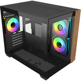 Cooler Master Elite 481 Wood, Tower-Gehäuse schwarz/holz, Tempered Glass x 2