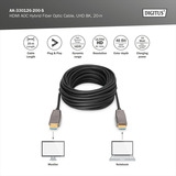 Digitus HDMI AOC Hybrid Glasfaserkabel, UHD 8K schwarz, 20 Meter