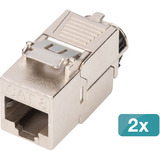 Digitus Keystone-Modul Cat. 8.1, geschirmt, 2 Stück silber, werkzeugfreier Montageanschluss