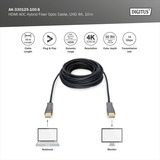 Digitus HDMI AOC Hybrid Glasfaserkabel, UHD 4K schwarz, 10 Meter