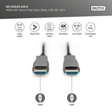Digitus HDMI AOC Hybrid Glasfaserkabel, UHD 4K schwarz, 10 Meter