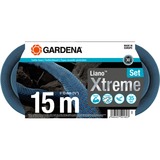 GARDENA Textilschlauch Liano Xtreme 1/2", 15 Meter Set dunkelgrau/orange, inkl. Reinigungsspritze, 2 Hahnverbinder