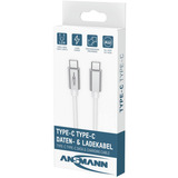 Ansmann USB Typ-C zu Typ-C Daten und Ladekabel weiß, 1,2 Meter, Laden mit bis zu 60 Watt